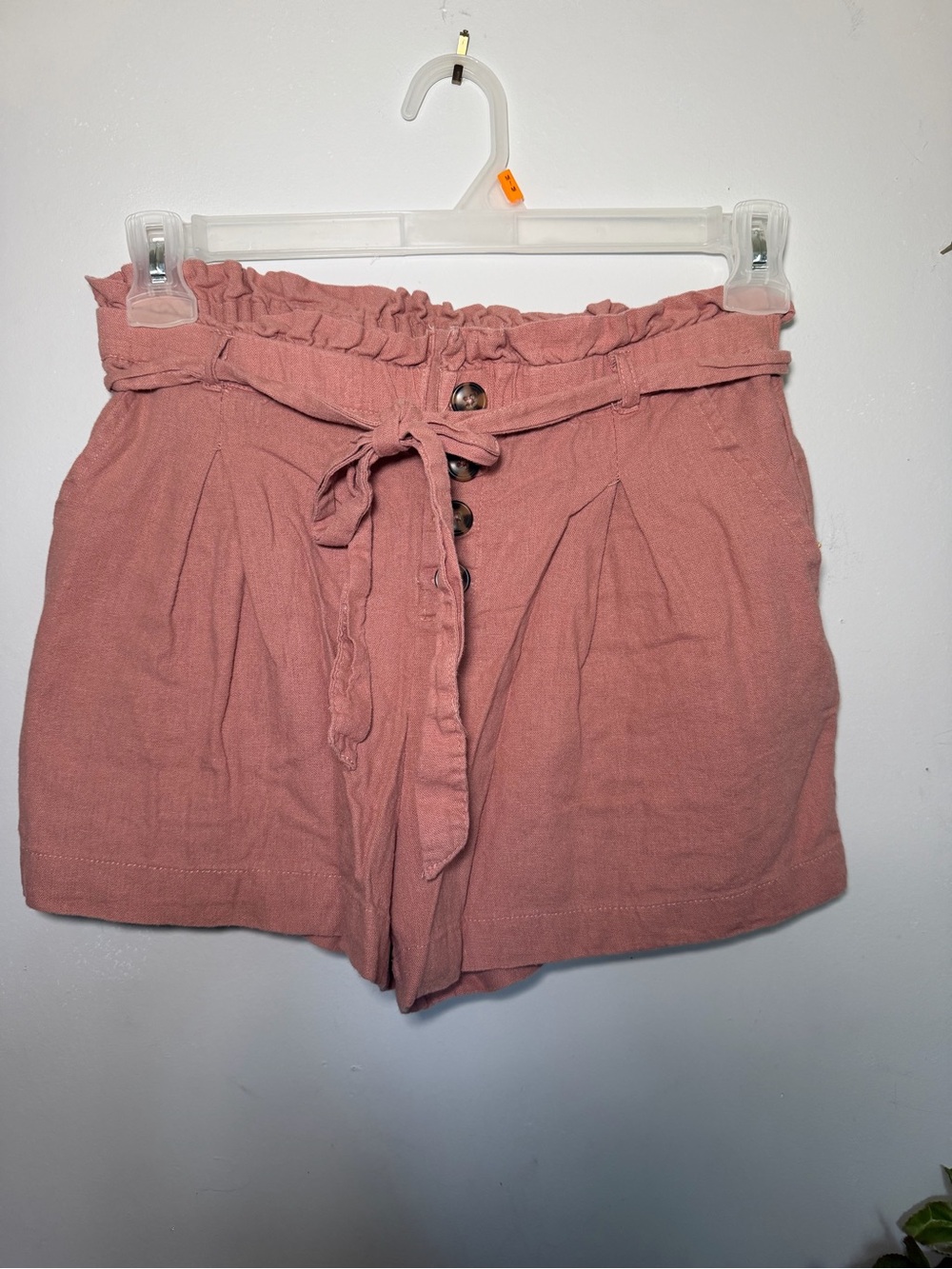 Streetwear Society High-Waist Paperbag Shorts in Dusty Rose